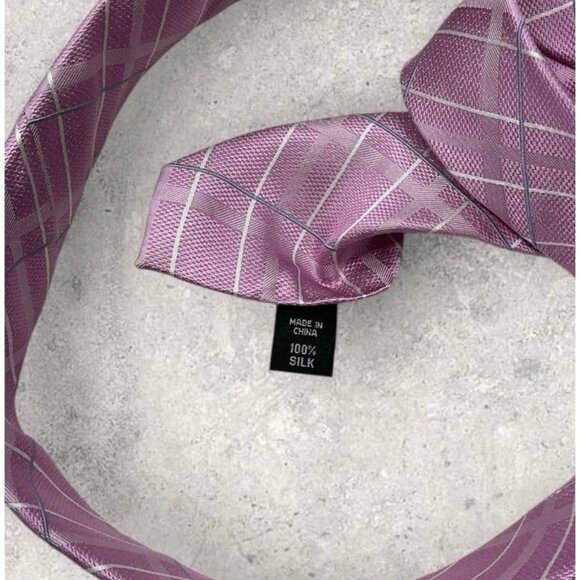 NEW MICHAEL KORS Silk Tie Pink Tartan W:3.2" - Picture 3 of 6